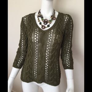 EUC Ralph Lauren olive cotton cable sweater